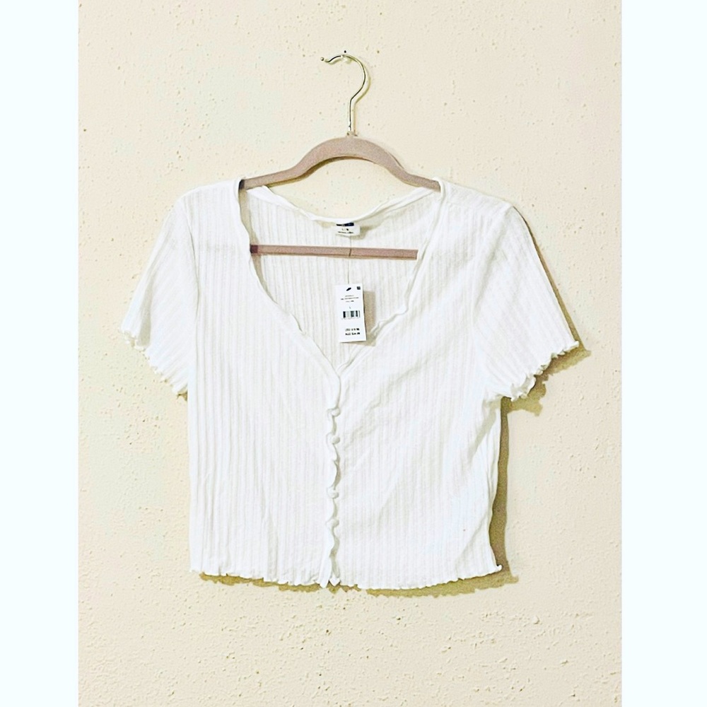 Cotton:On white button down frilly cardi/crop
